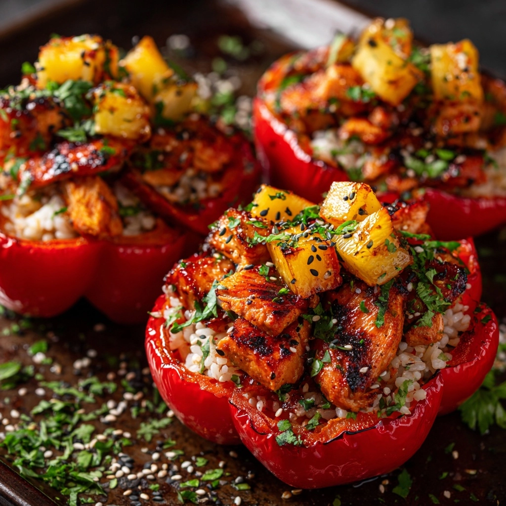 Teriyaki Pineapple Chicken & Rice Stuffed Peppers Recipe - Recipe Image