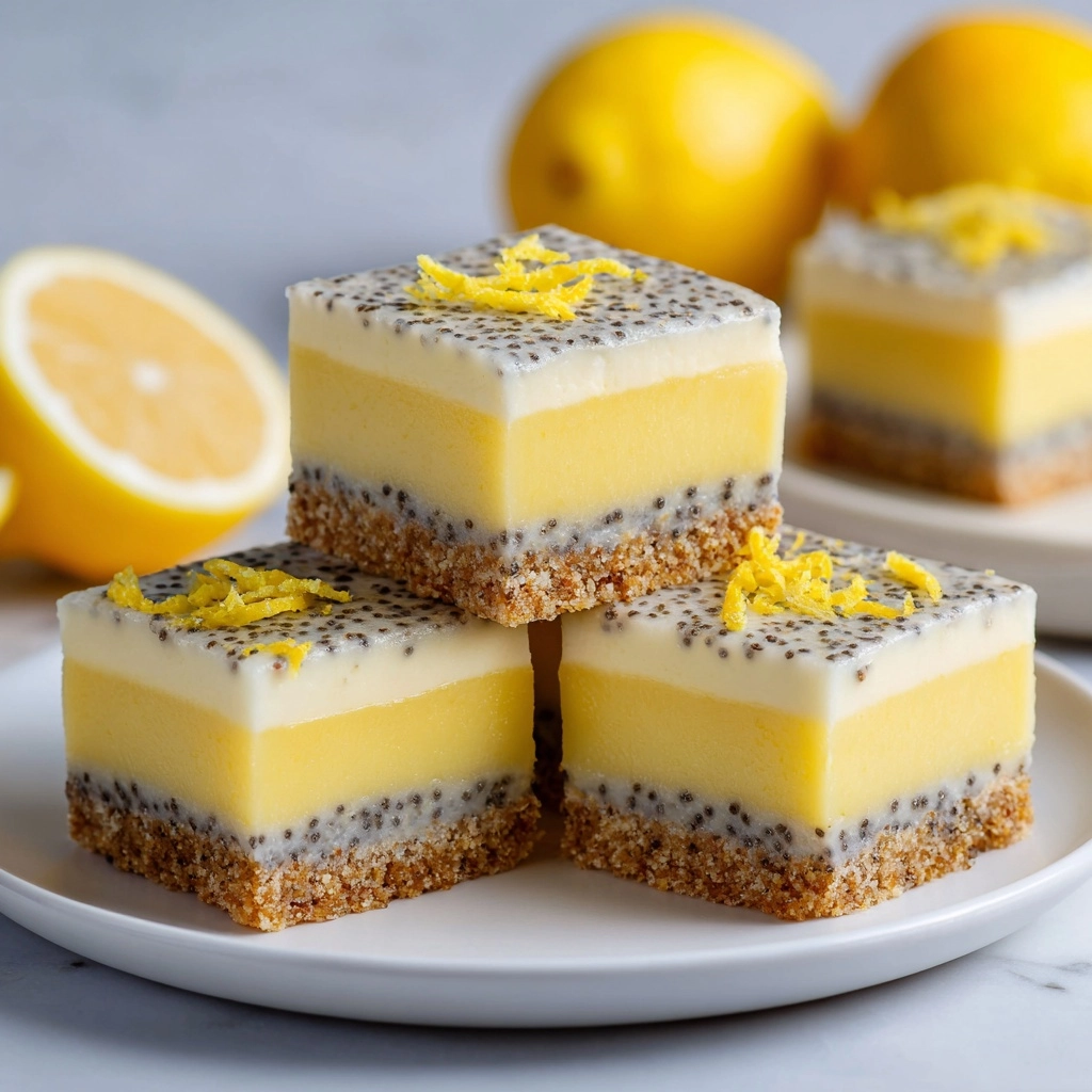 Low Sugar Lemon Poppy Seed Greek Yogurt Bars Recipe - Recipe Image