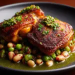 Crispy Chicken Thighs Over Vinegar Beans Recipe