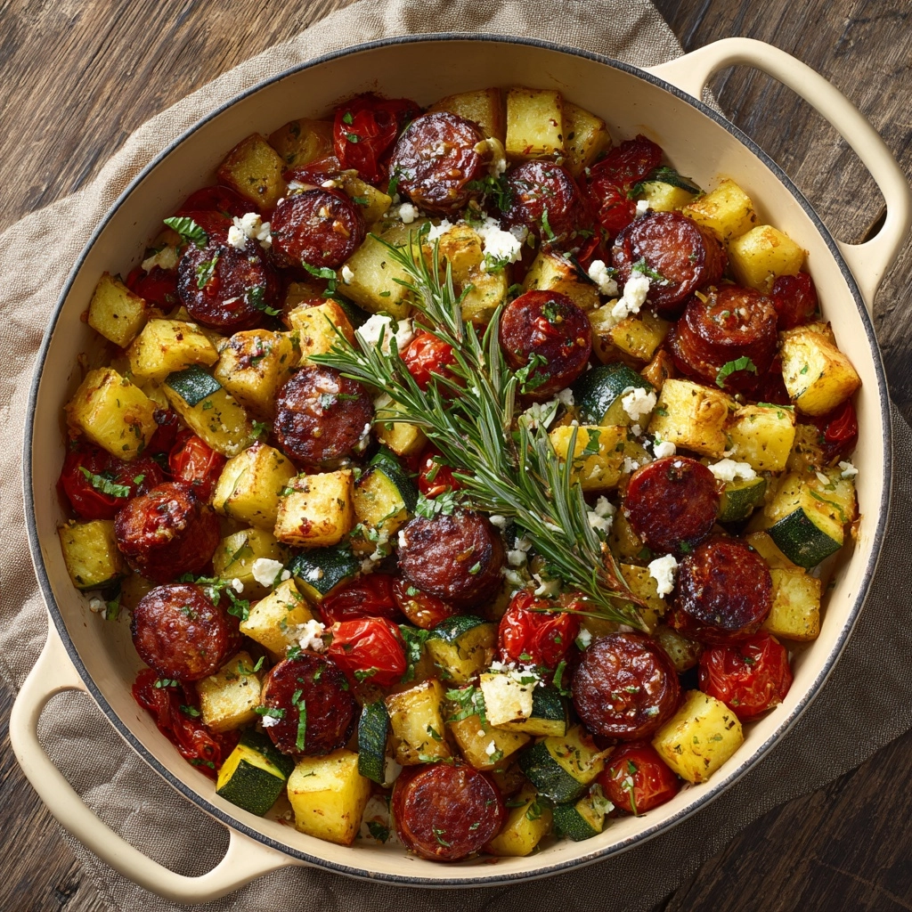 Summer Sausage Skillet with Andouille Sausage Recipe - Recipe Image
