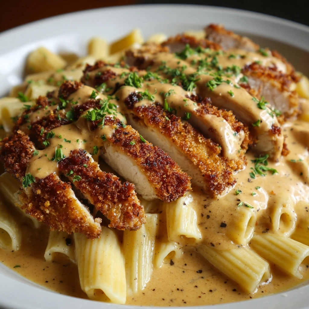 Crispy Chicken with Creamy Pasta Recipe - Recipe Image