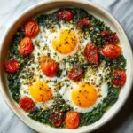 Baked Feta Eggs with Spinach and Tomatoes Recipe