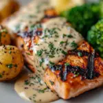 Lemon Butter Salmon with Roasted Potatoes & Broccoli Recipe