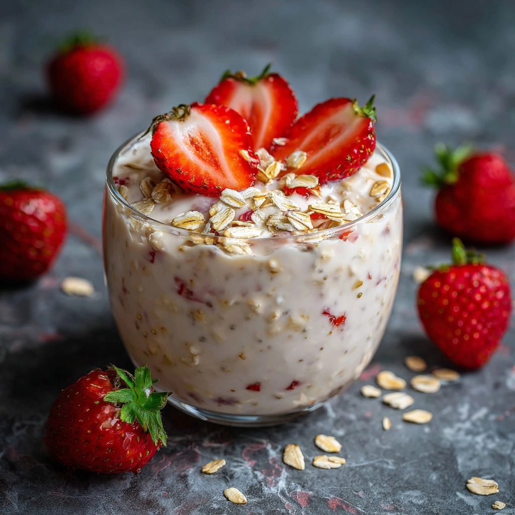 Strawberries and Cream Overnight Oats Recipe
